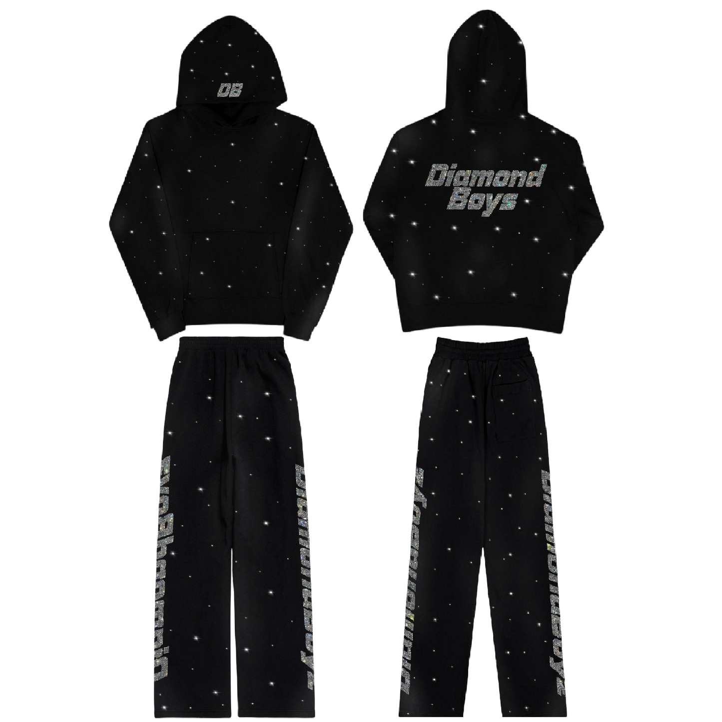 Diamond Boyz Rhinestone Sweatsuit Hoodie with Rhinestone Pants