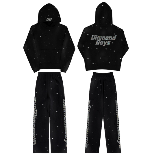 Diamond Boyz Rhinestone Sweatsuit Hoodie with Rhinestone Pants