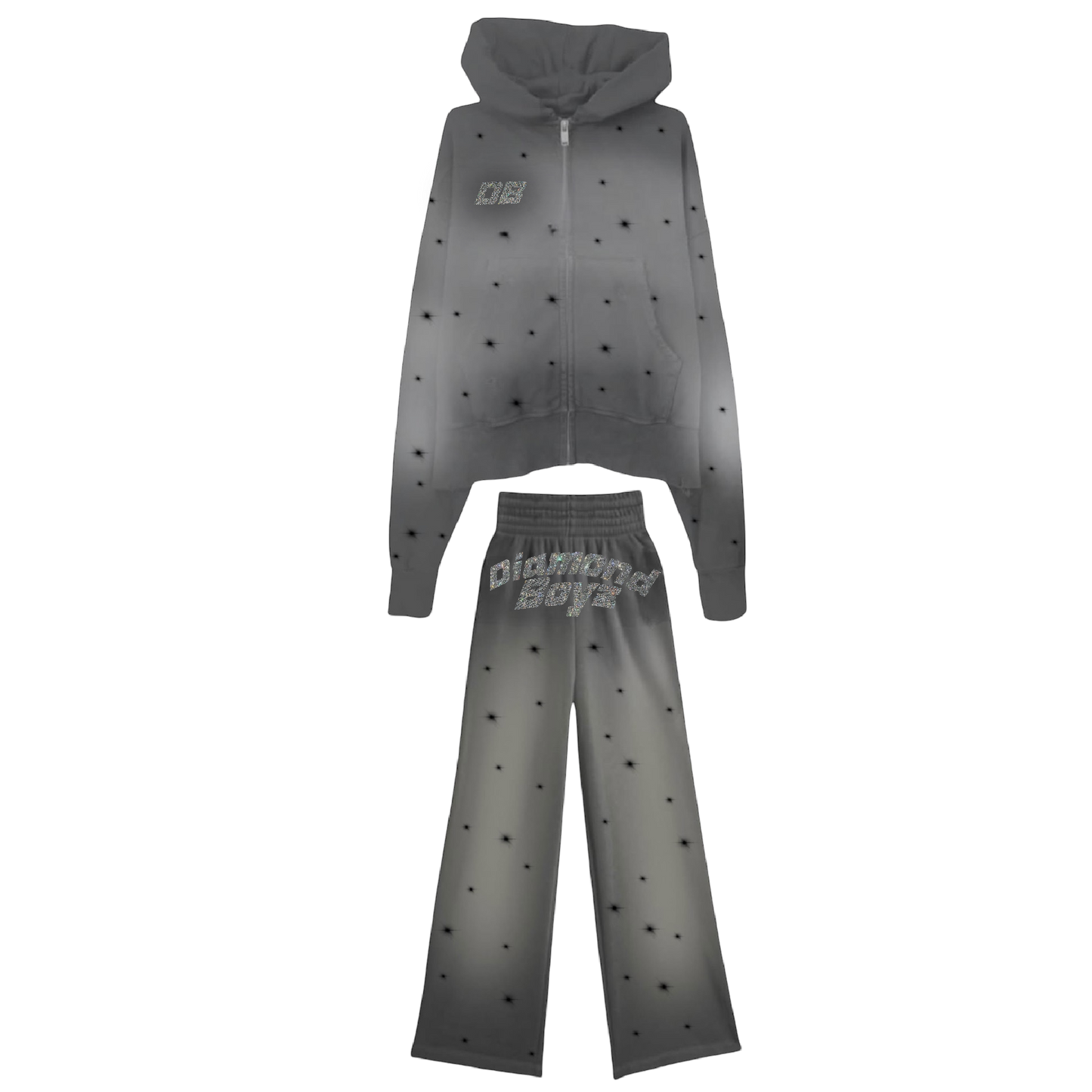 Diamond Boyz Rhinestone Sweatsuit zip up with Rhinestone Pants